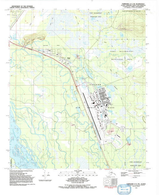 Classic USGS Fairbanks C-1 NE Alaska 7.5'x7.5' Topo Map Image