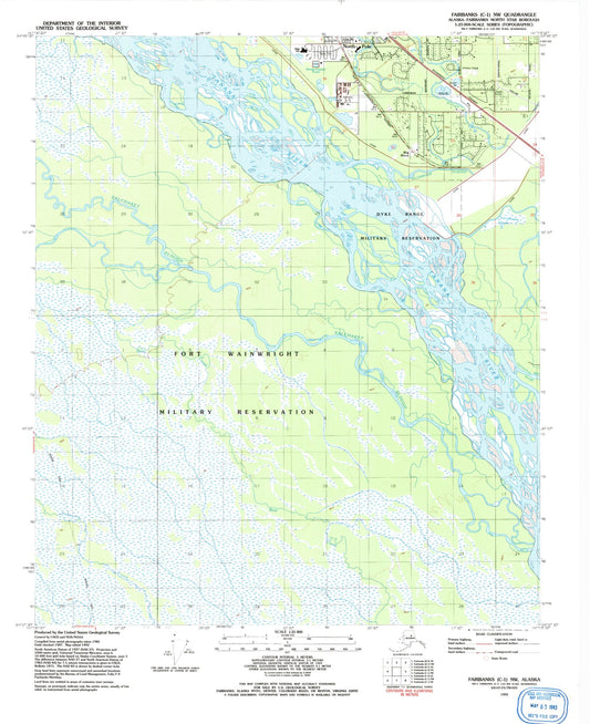 Classic USGS Fairbanks C-1 NW Alaska 7.5'x7.5' Topo Map Image
