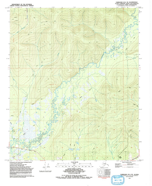 Classic USGS Fairbanks D-1 NE Alaska 7.5'x7.5' Topo Map Image