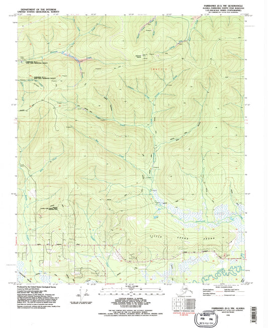 Classic USGS Fairbanks D-1 NW Alaska 7.5'x7.5' Topo Map Image