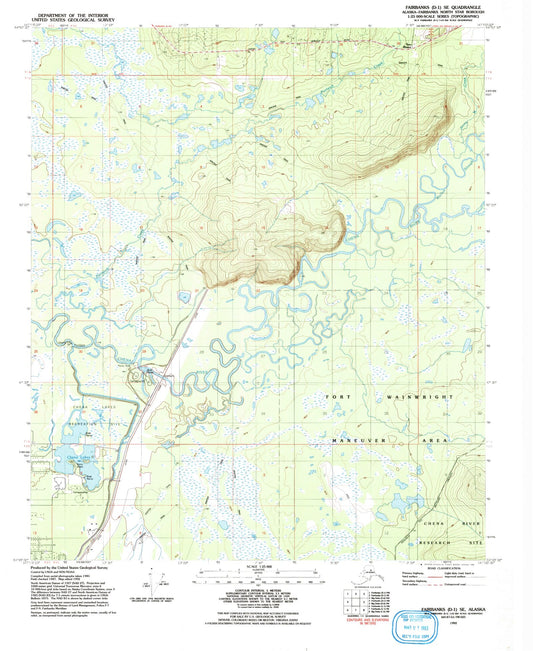 Classic USGS Fairbanks D-1 SE Alaska 7.5'x7.5' Topo Map Image