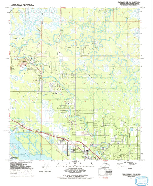 Classic USGS Fairbanks D-1 SW Alaska 7.5'x7.5' Topo Map Image