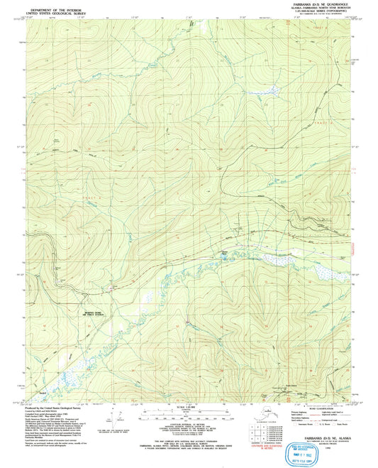 Classic USGS Fairbanks D-3 NE Alaska 7.5'x7.5' Topo Map Image