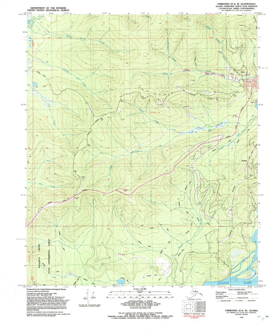 Classic USGS Fairbanks D-3 SE Alaska 7.5'x7.5' Topo Map Image