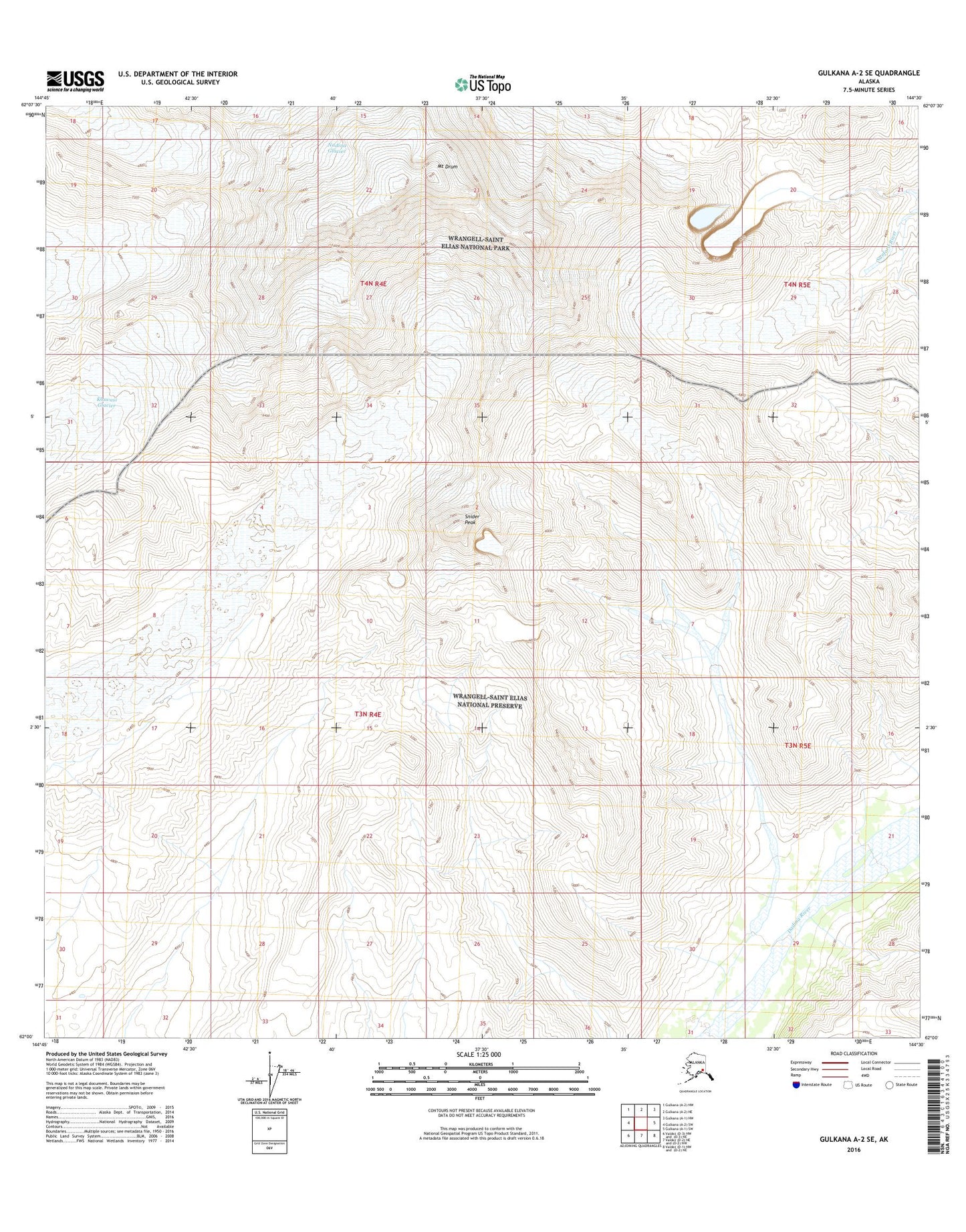 Gulkana A-2 SE Alaska US Topo Map Image