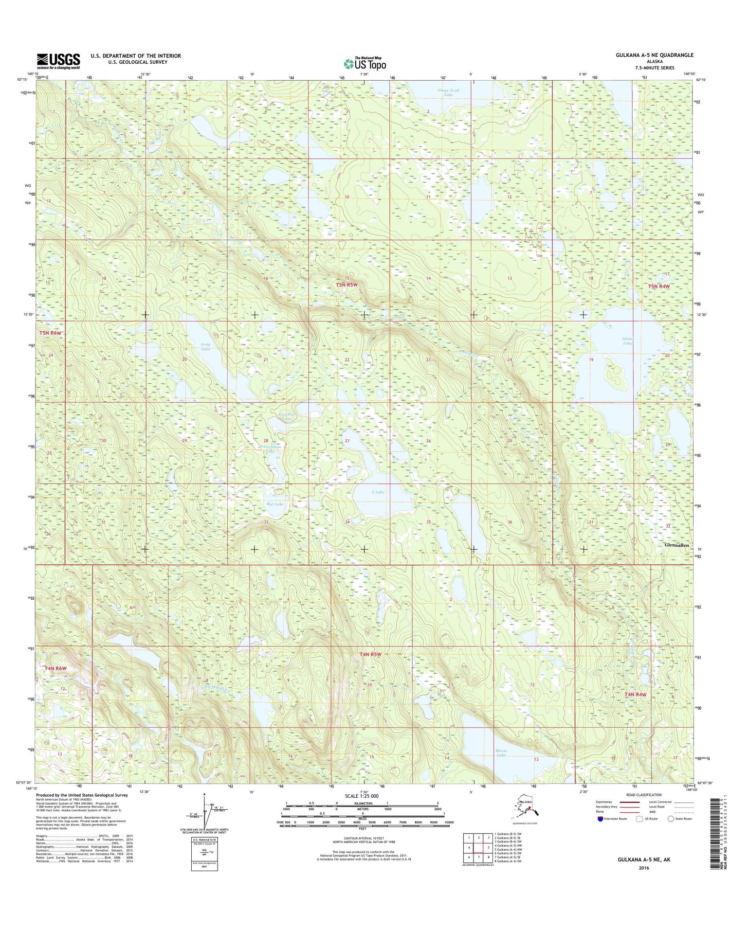 Gulkana A-5 NE Alaska US Topo Map Image