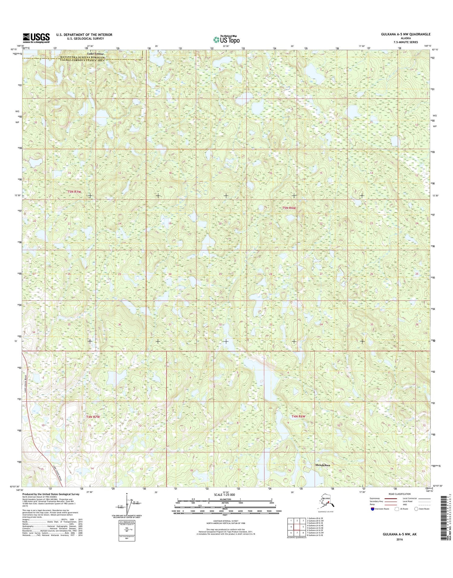 Gulkana A-5 NW Alaska US Topo Map Image