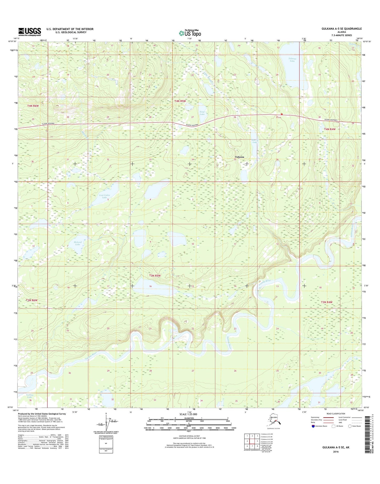 Gulkana A-5 SE Alaska US Topo Map Image