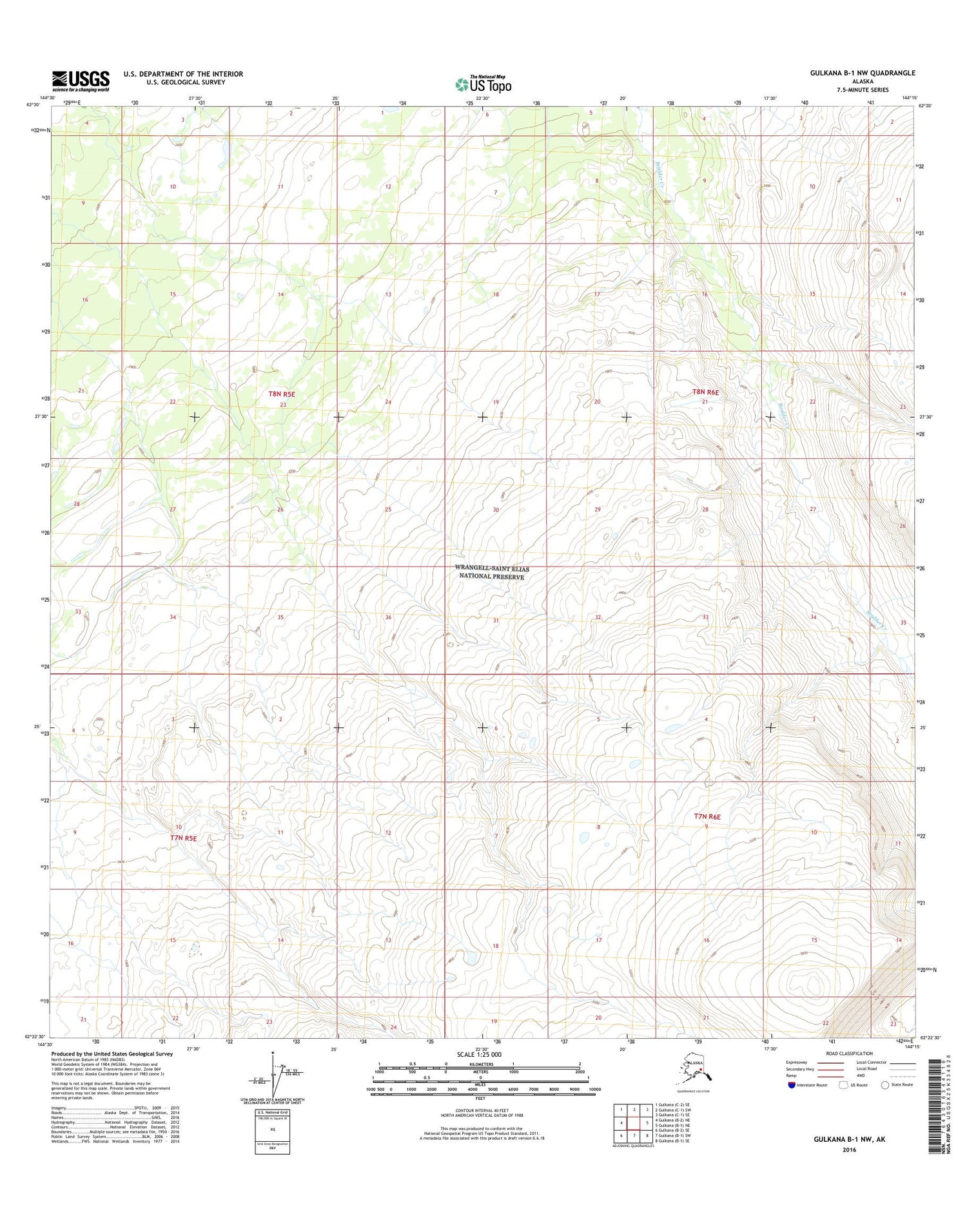 Gulkana B-1 NW Alaska US Topo Map Image