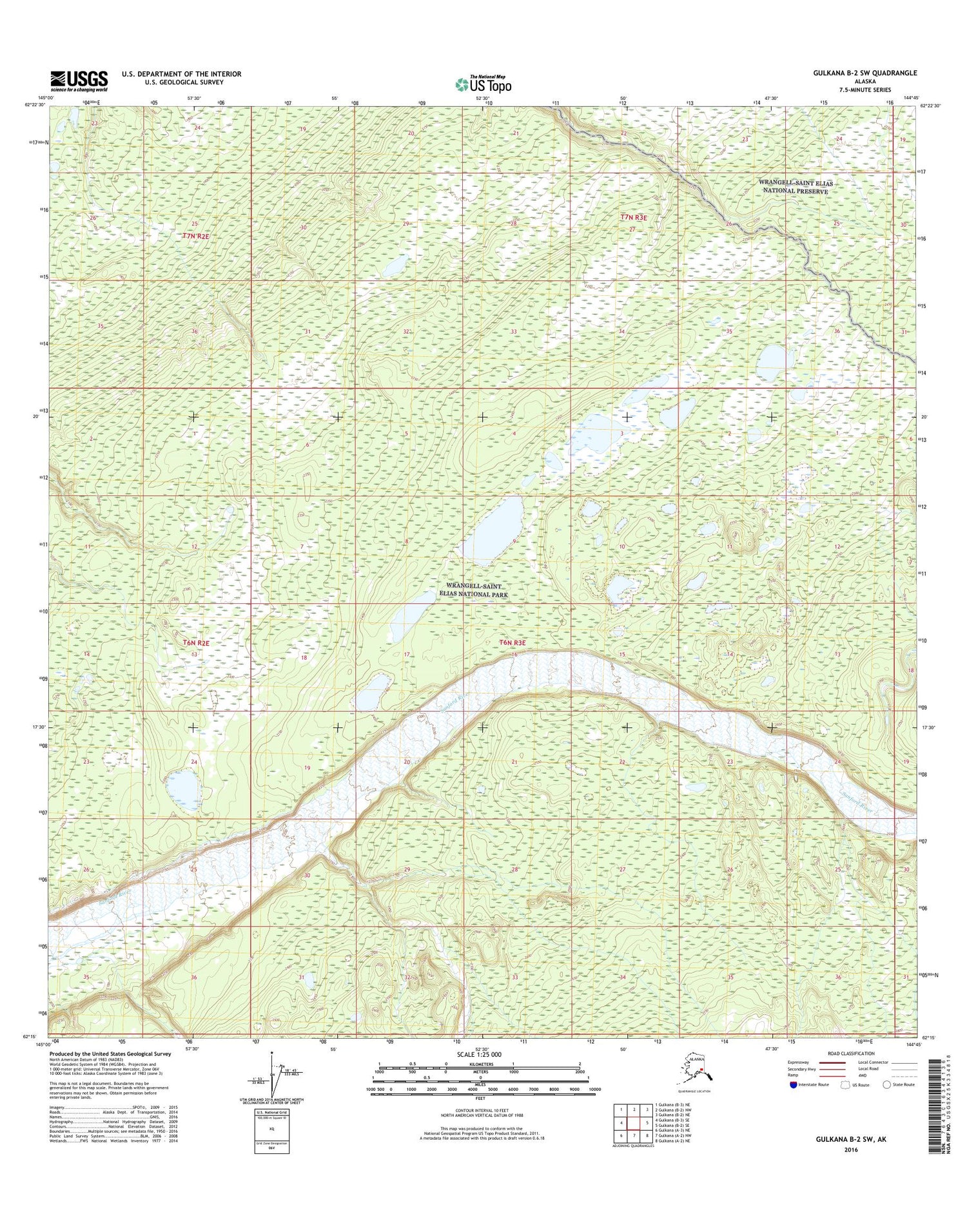 Gulkana B-2 SW Alaska US Topo Map Image