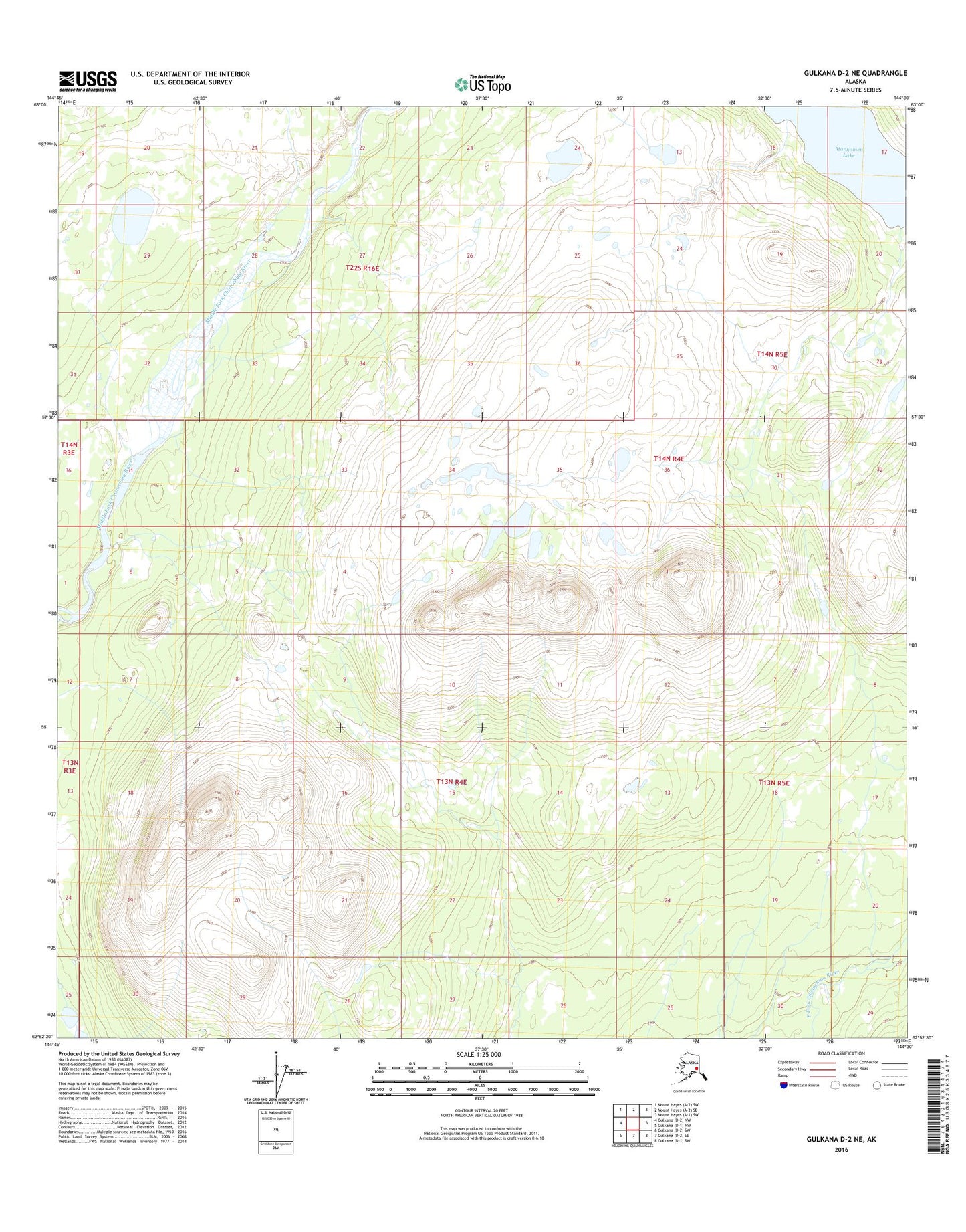 Gulkana D-2 NE Alaska US Topo Map Image