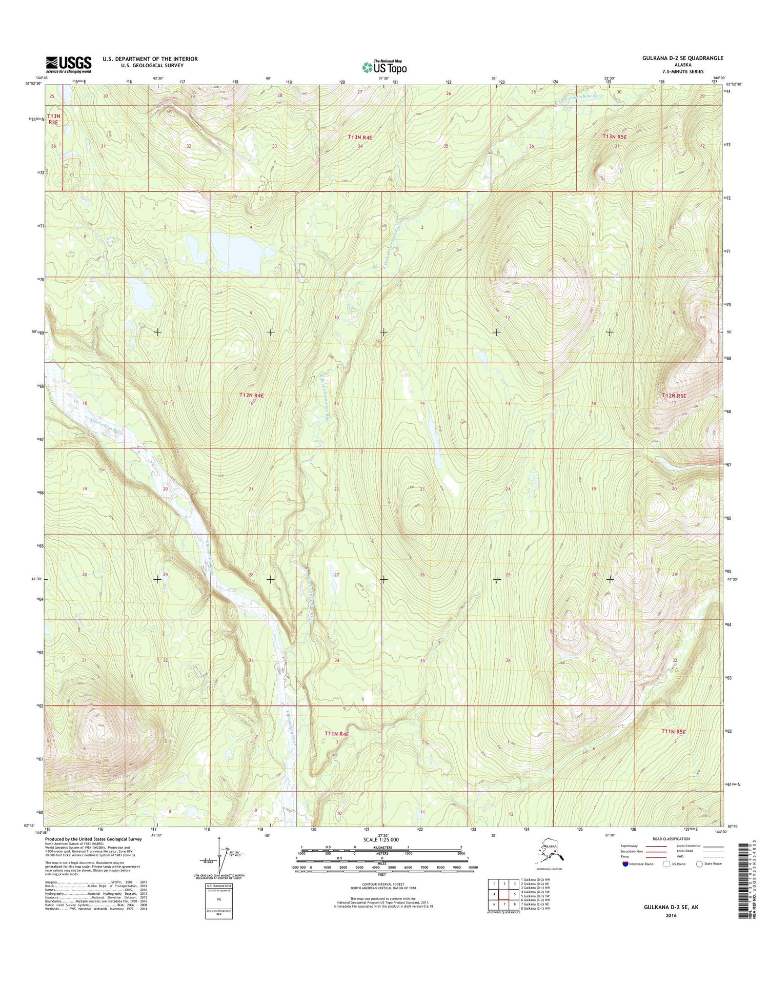 Gulkana D-2 SE Alaska US Topo Map Image