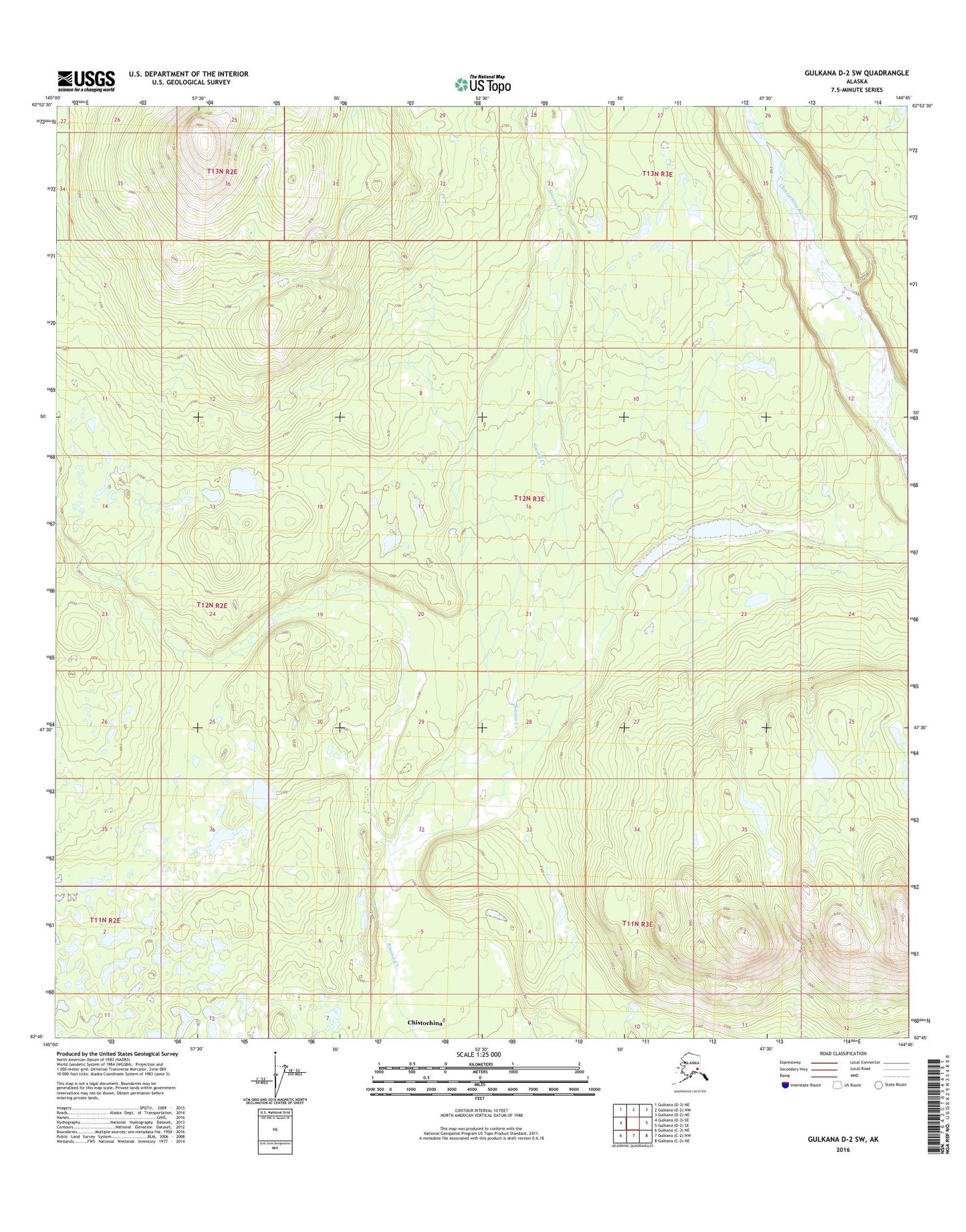 Gulkana D-2 SW Alaska US Topo Map Image