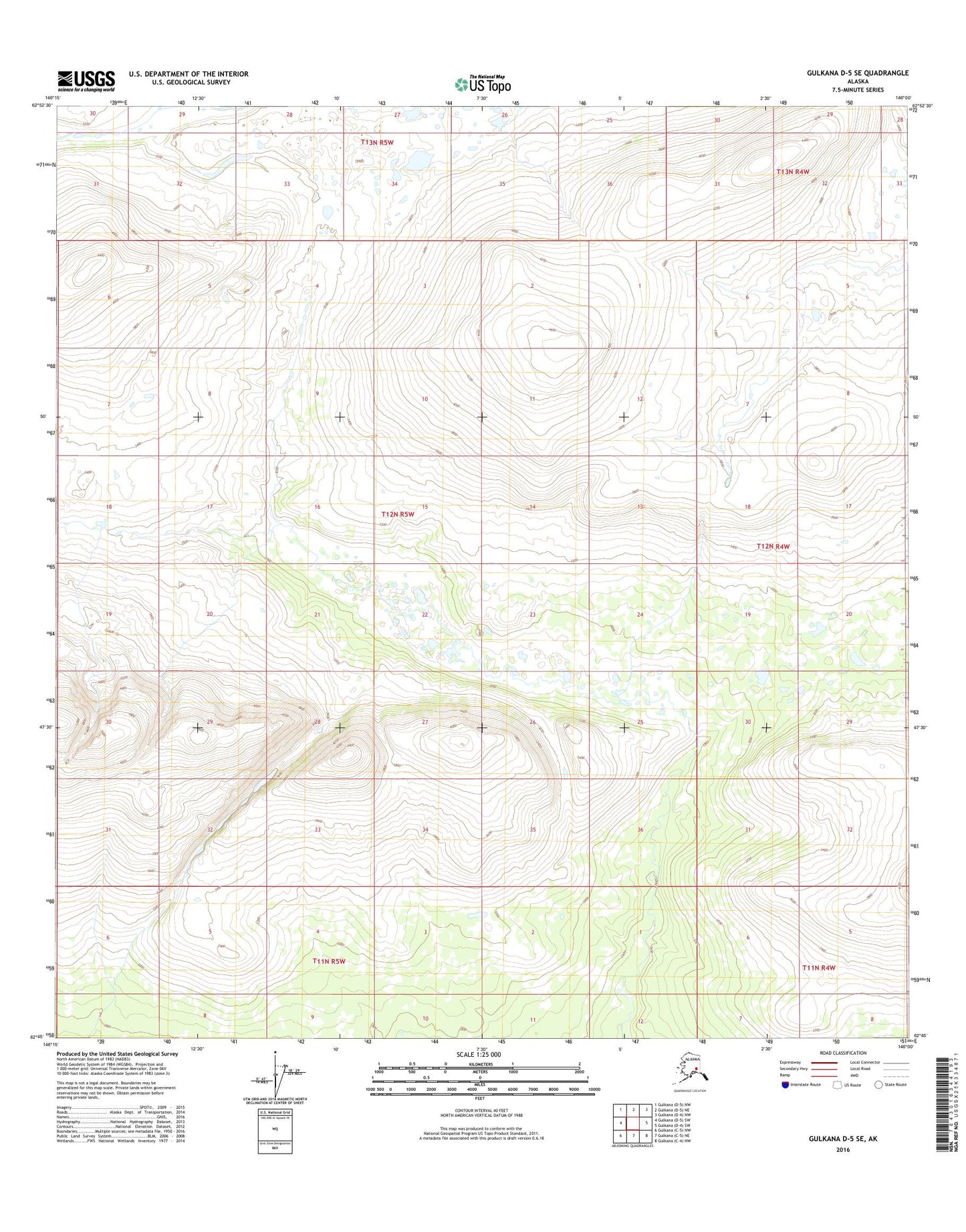 Gulkana D-5 SE Alaska US Topo Map Image