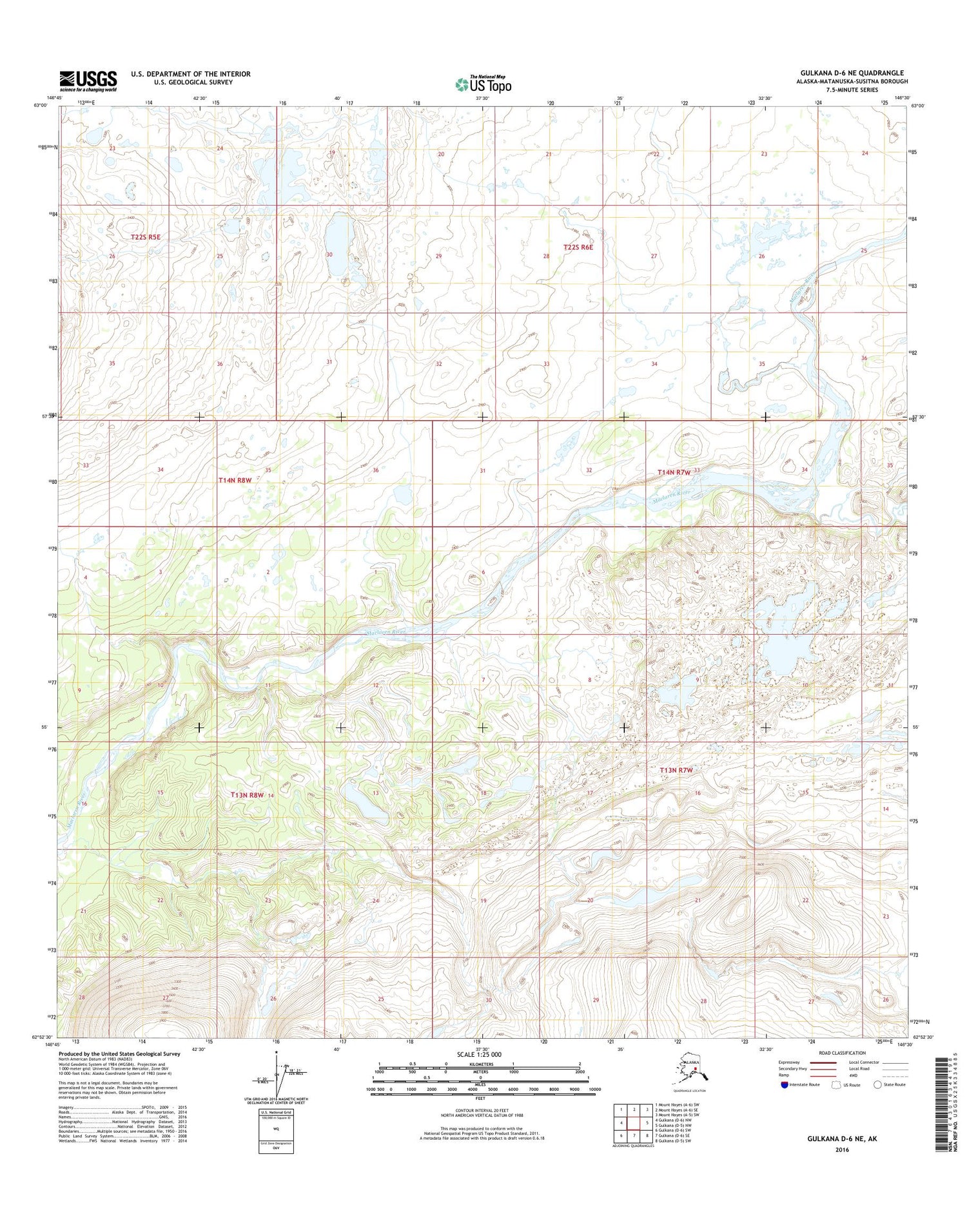 Gulkana D-6 NE Alaska US Topo Map Image
