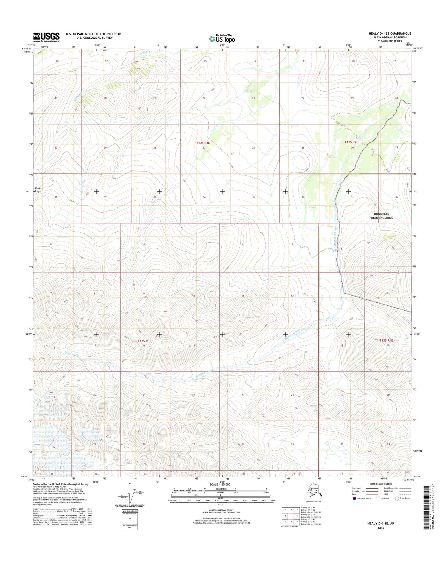 Healy D-1 SE Alaska US Topo Map Image
