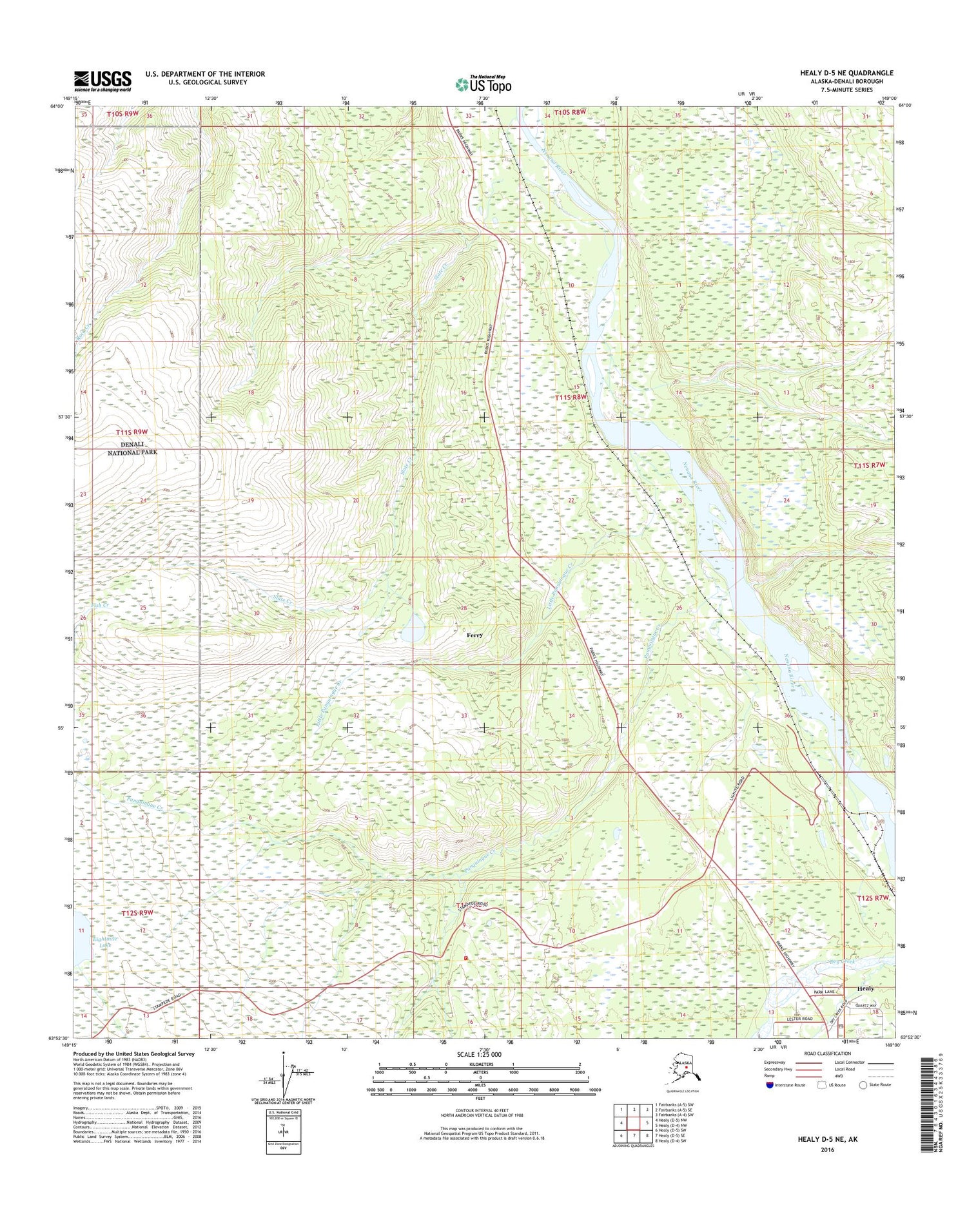 Healy D-5 NE Alaska US Topo Map Image