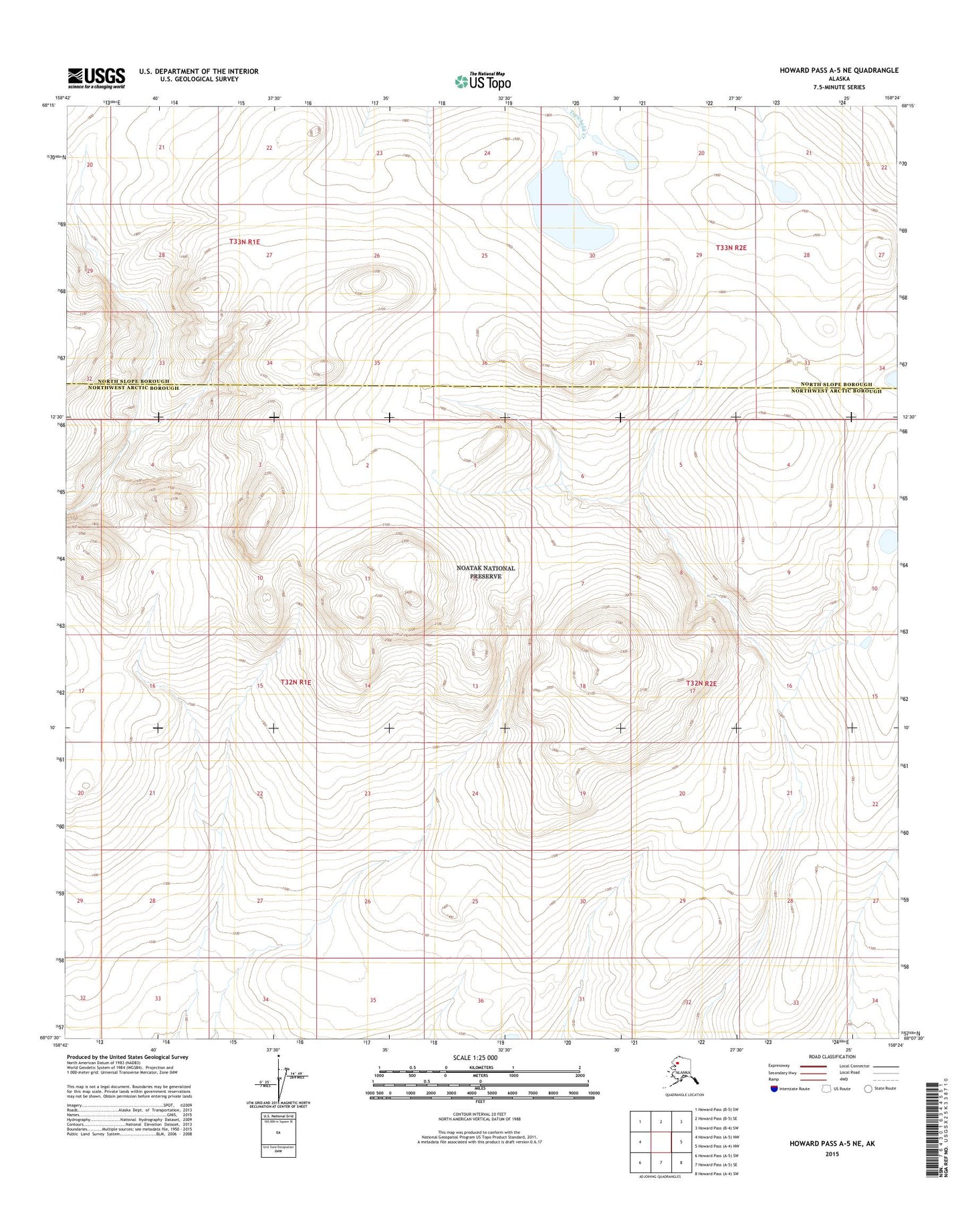 Howard Pass A-5 NE Alaska US Topo Map Image