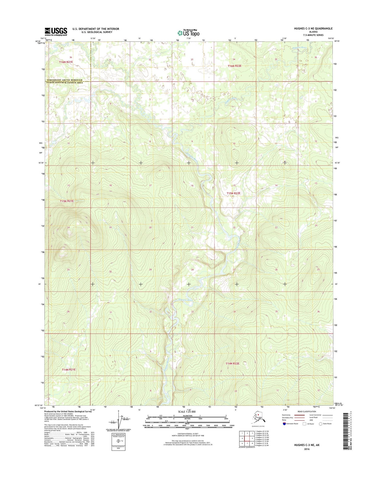 Hughes C-3 NE Alaska US Topo Map Image