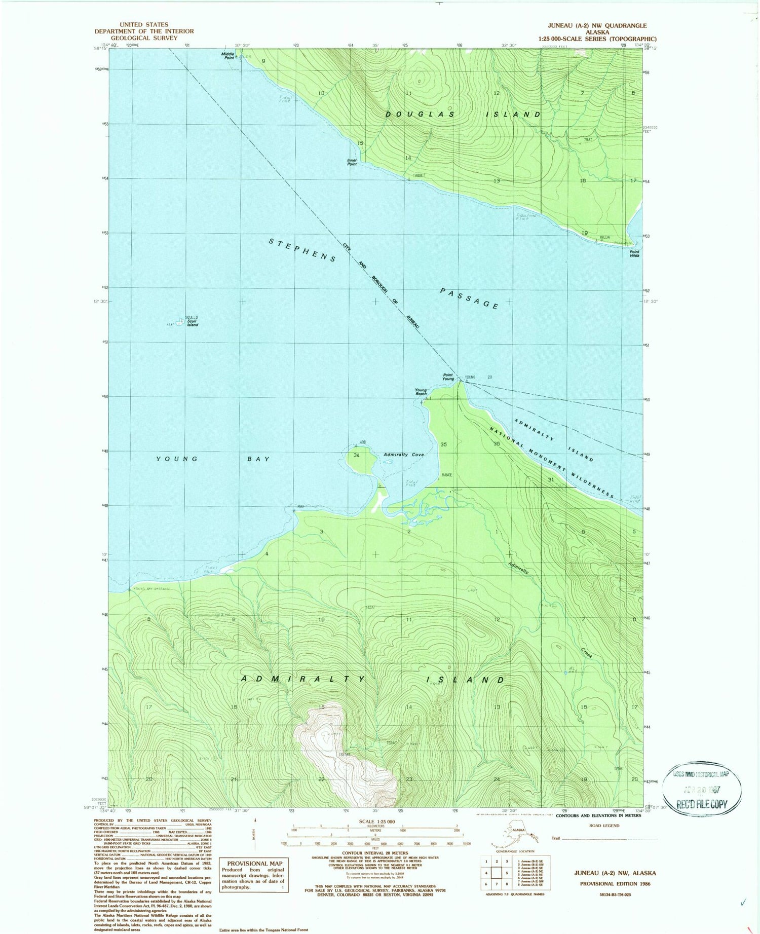Classic USGS Juneau A-2 NW Alaska 7.5'x7.5' Topo Map Image