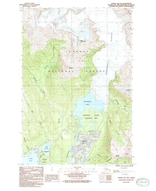 Classic USGS Juneau B-2 NW Alaska 7.5'x7.5' Topo Map Image