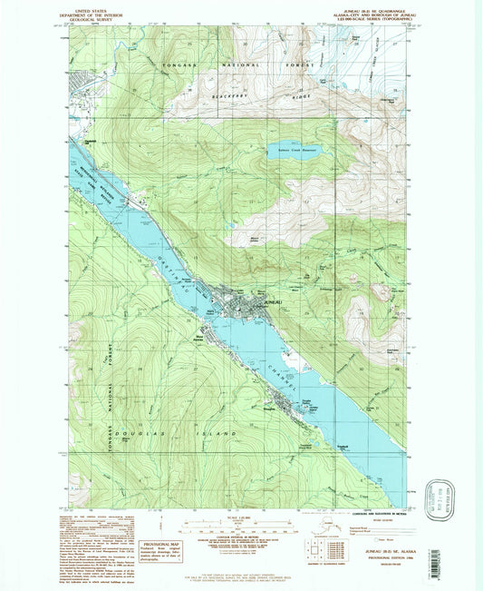 Classic USGS Juneau B-2 SE Alaska 7.5'x7.5' Topo Map Image