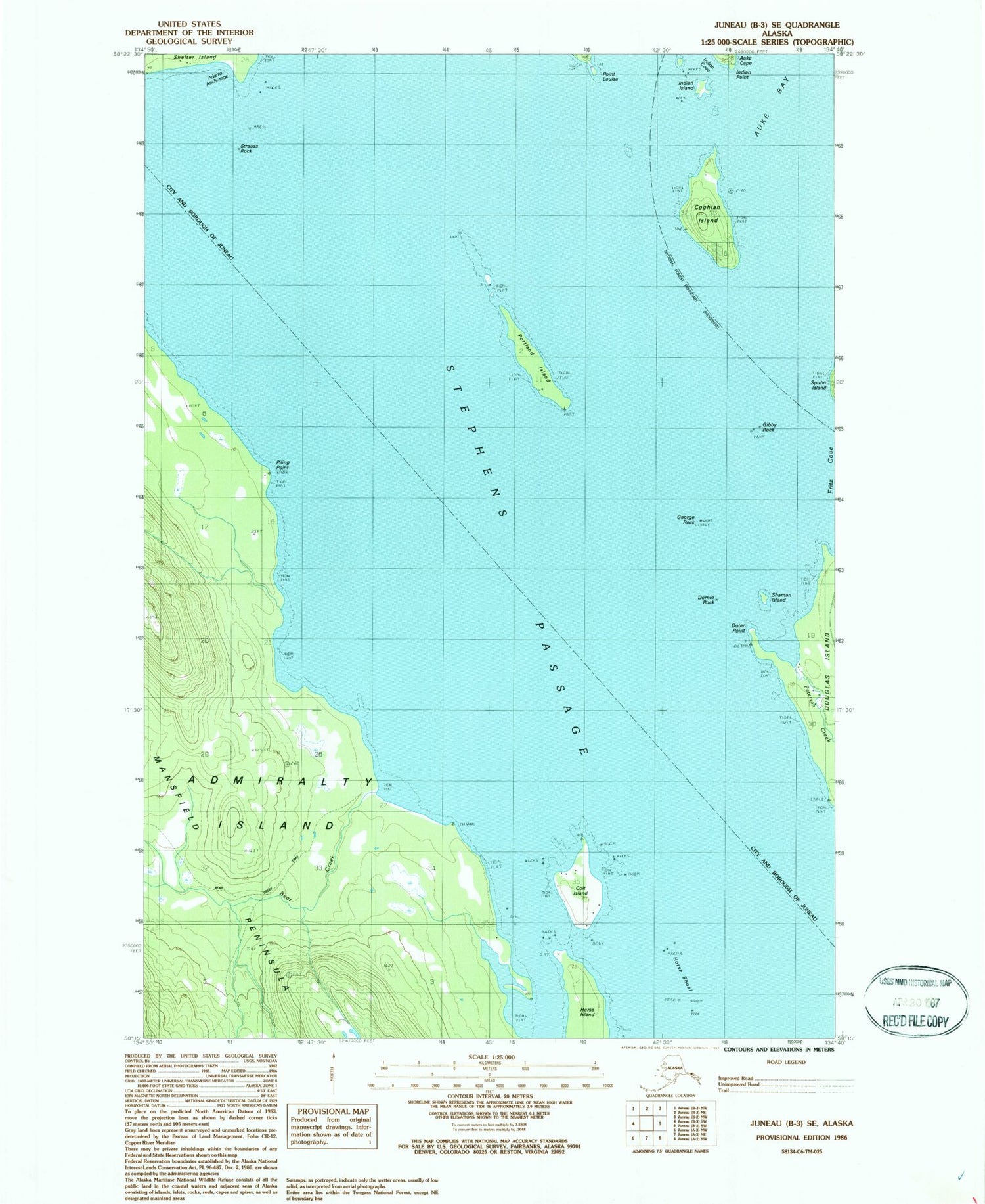 Classic USGS Juneau B-3 SE Alaska 7.5'x7.5' Topo Map Image