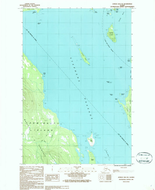 Classic USGS Juneau B-3 SE Alaska 7.5'x7.5' Topo Map Image