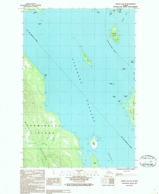 Classic USGS Juneau B-3 SE Alaska 7.5'x7.5' Topo Map Image