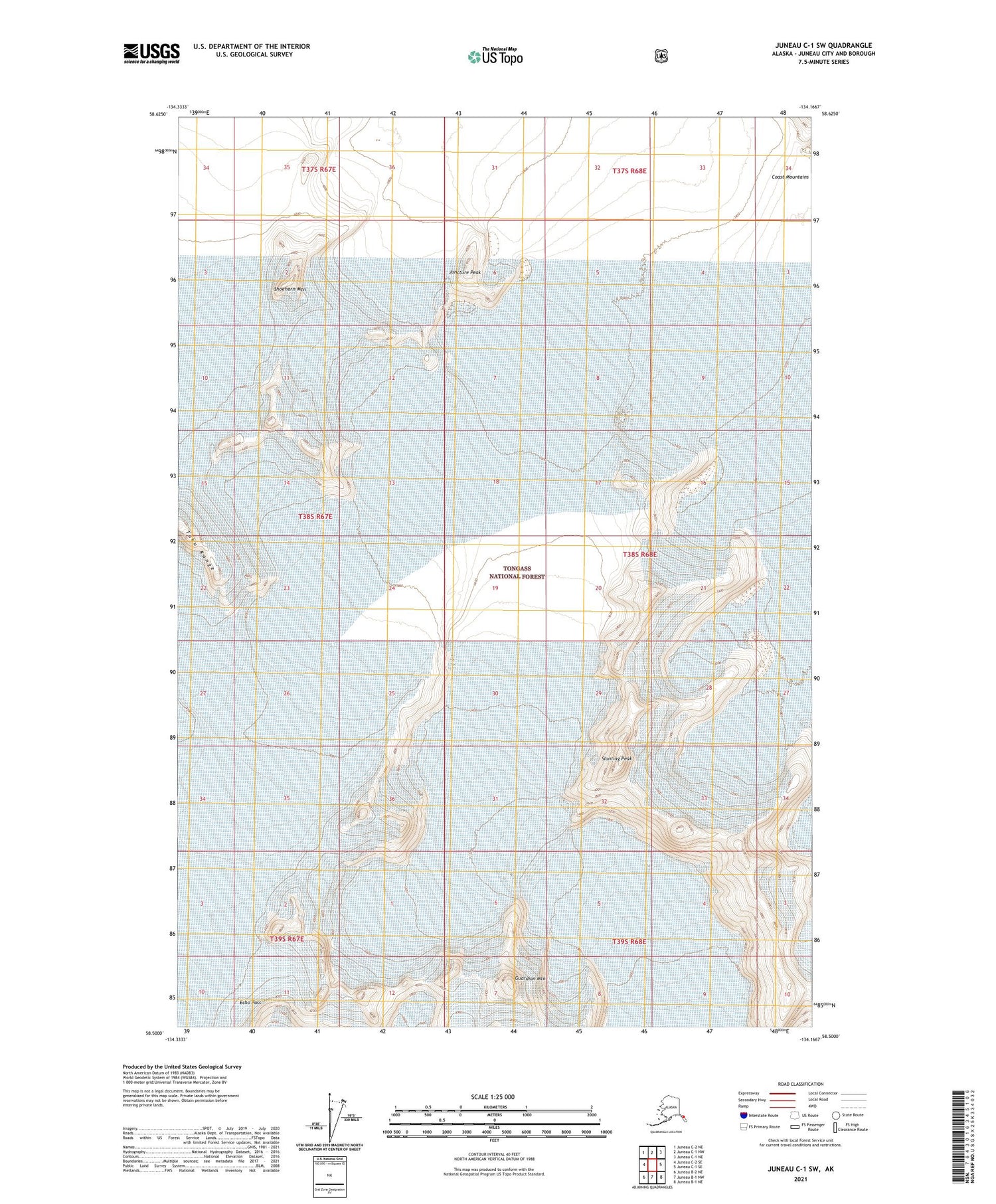Juneau C-1 SW Alaska US Topo Map Image