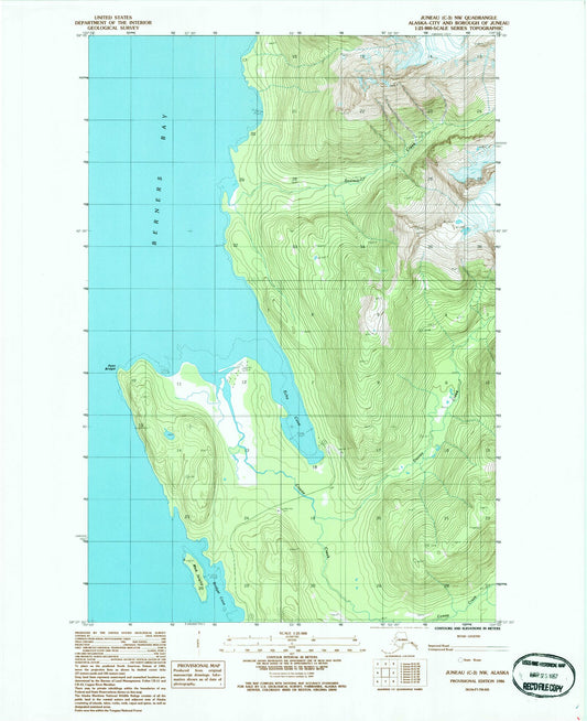 Classic USGS Juneau C-3 NW Alaska 7.5'x7.5' Topo Map Image