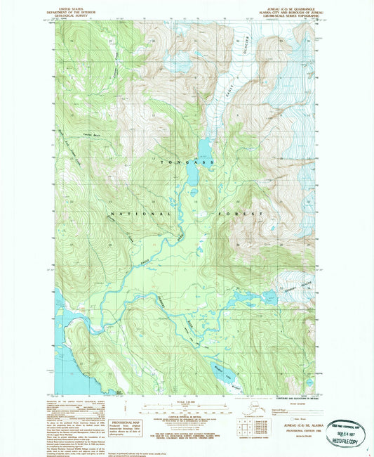 Classic USGS Juneau C-3 SE Alaska 7.5'x7.5' Topo Map Image
