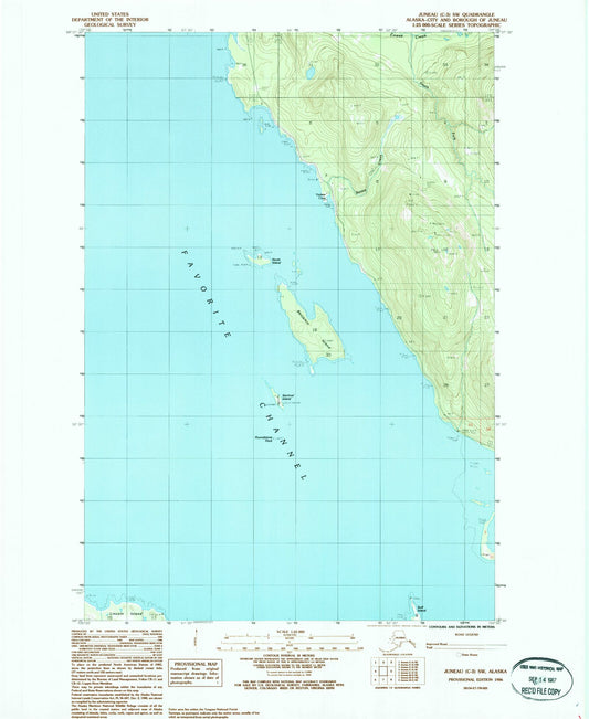 Classic USGS Juneau C-3 SW Alaska 7.5'x7.5' Topo Map Image