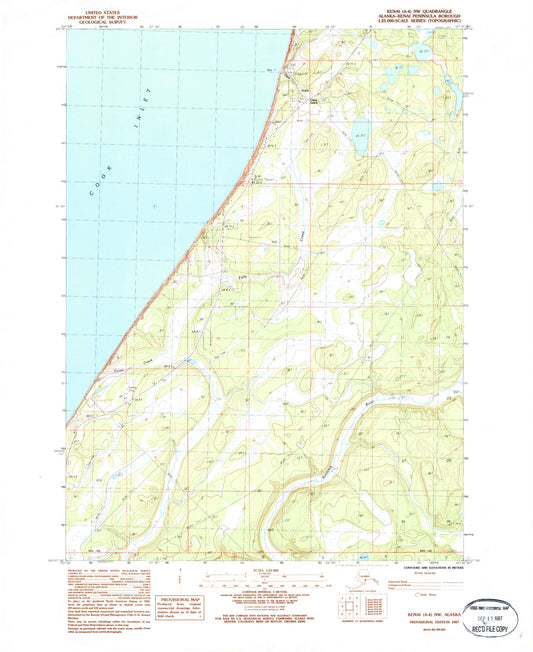 Classic USGS Kenai A-4 NW Alaska 7.5'x7.5' Topo Map Image