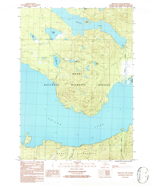 Classic USGS Kenai B-1 NW Alaska 7.5'x7.5' Topo Map Image