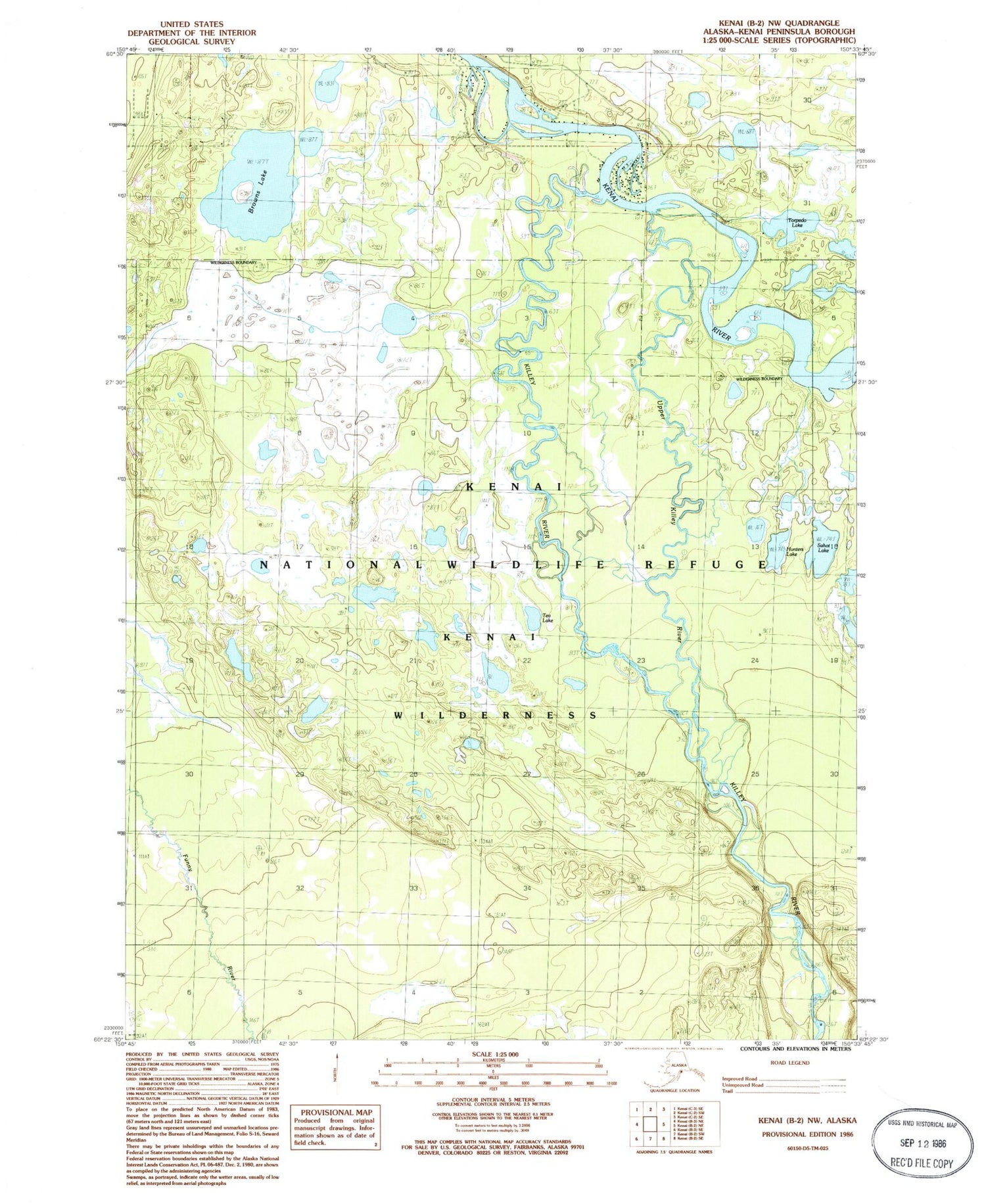 Classic USGS Kenai B-2 NW Alaska 7.5'x7.5' Topo Map Image