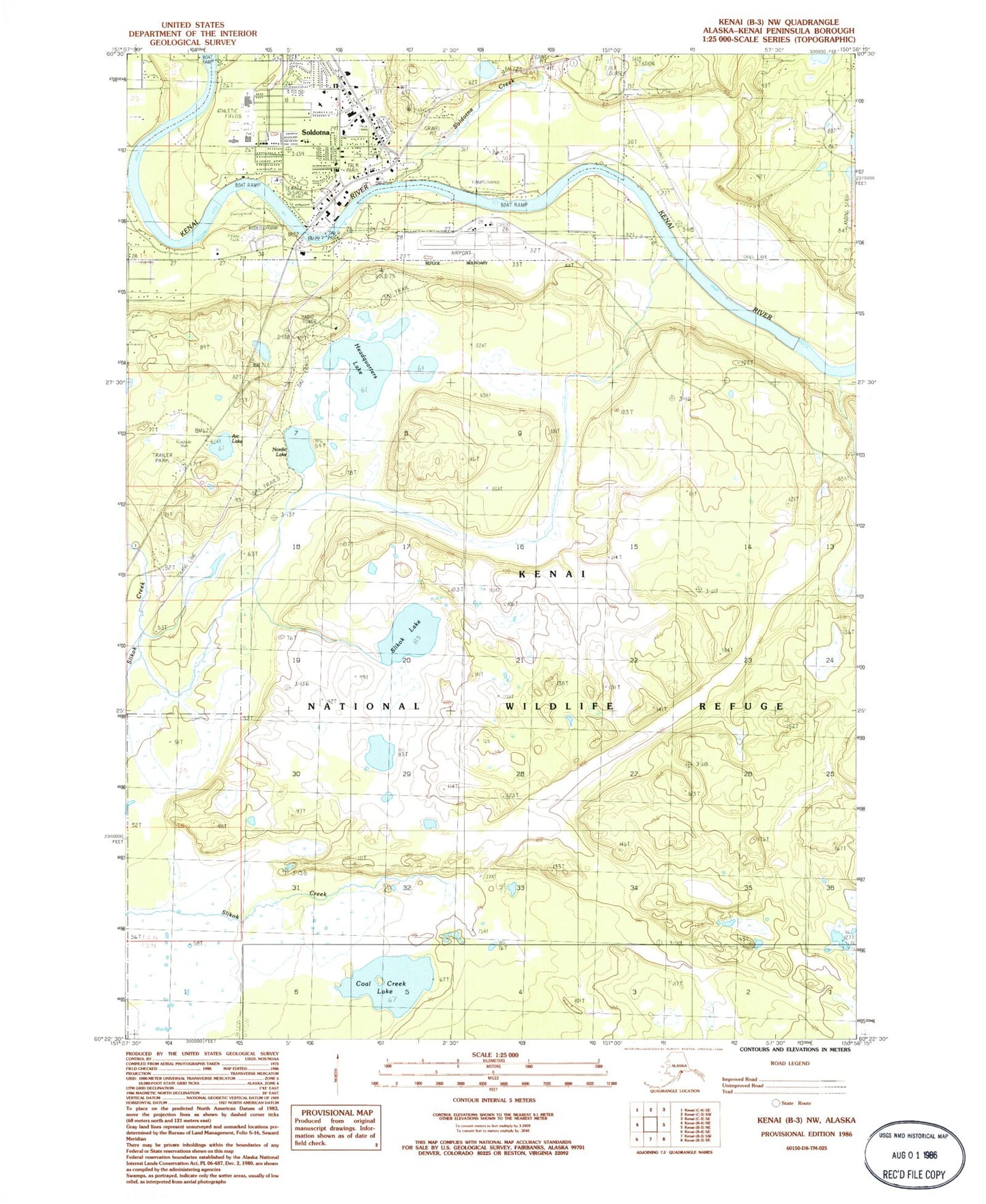 Classic USGS Kenai B-3 NW Alaska 7.5'x7.5' Topo Map Image
