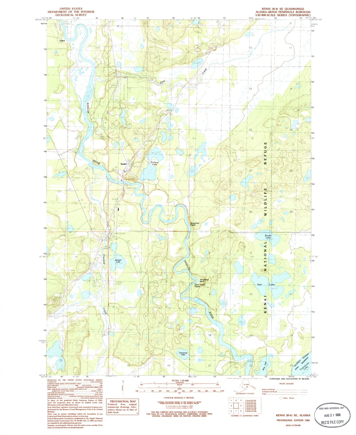 Classic USGS Kenai B-4 SE Alaska 7.5'x7.5' Topo Map Image