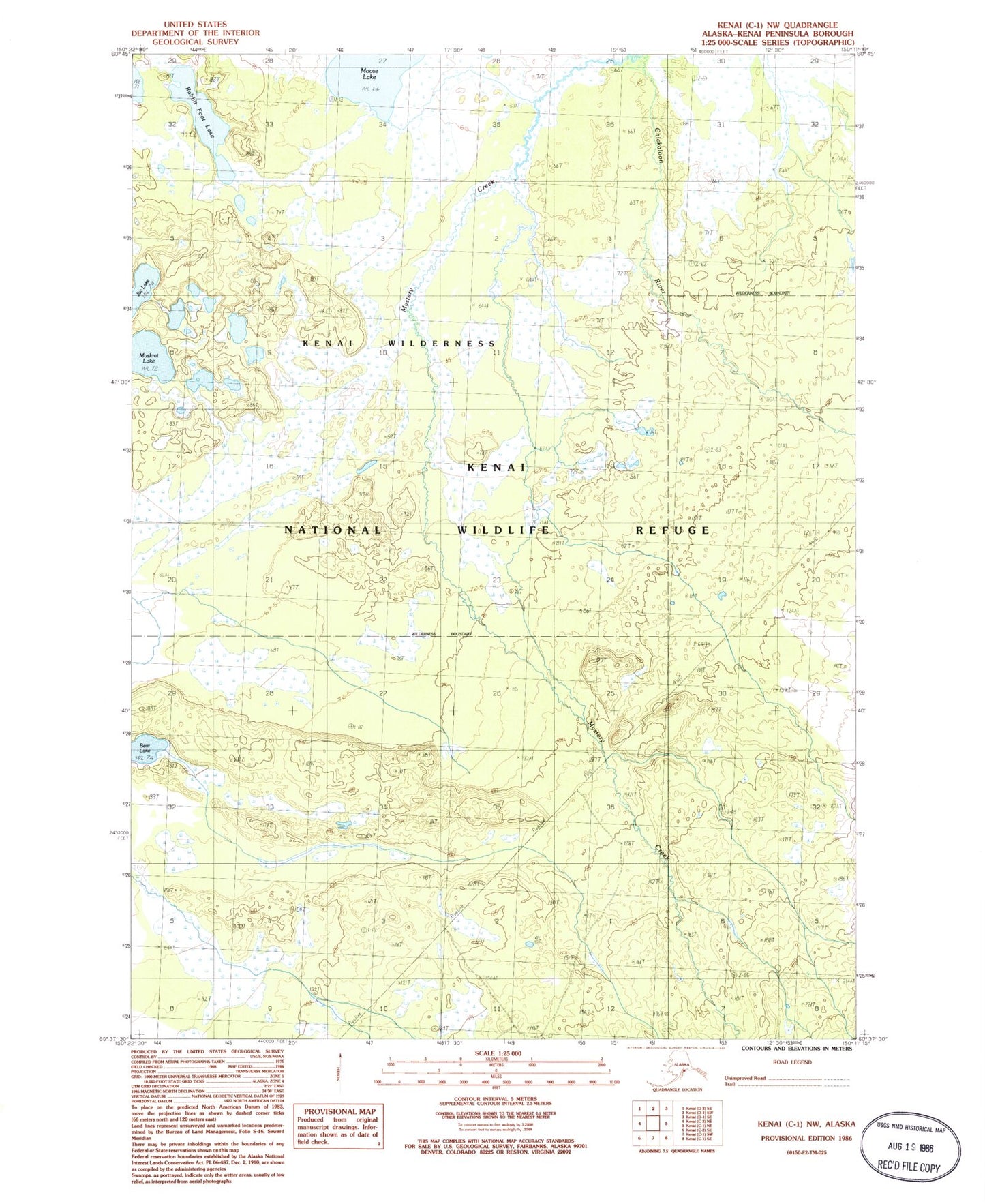 Classic USGS Kenai C-1 NW Alaska 7.5'x7.5' Topo Map Image