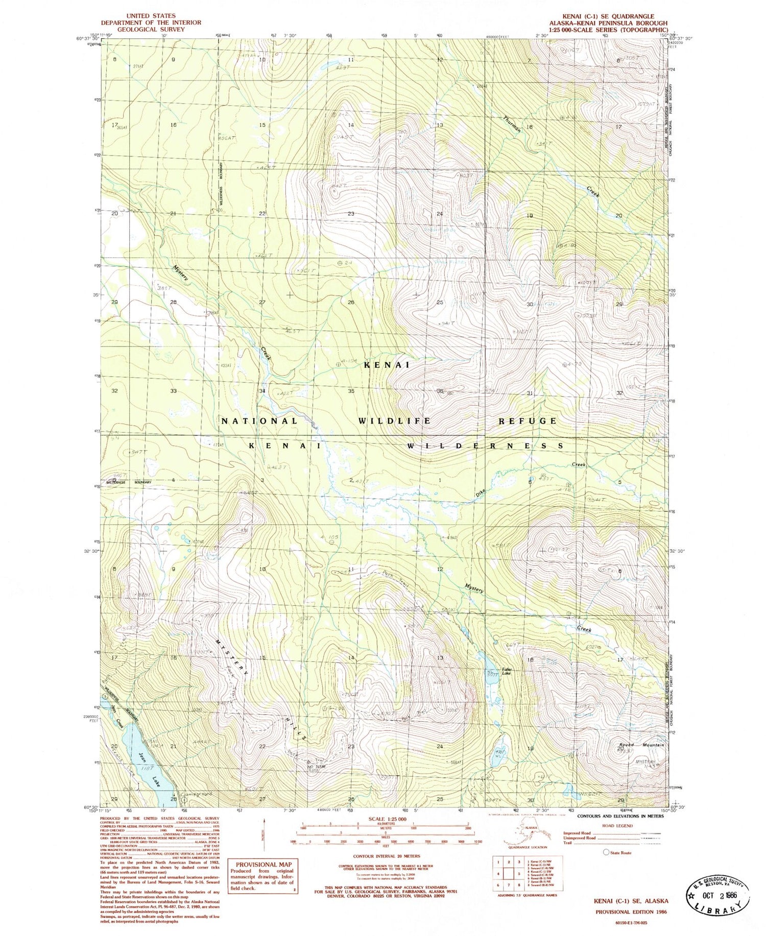 Classic USGS Kenai C-1 SE Alaska 7.5'x7.5' Topo Map Image