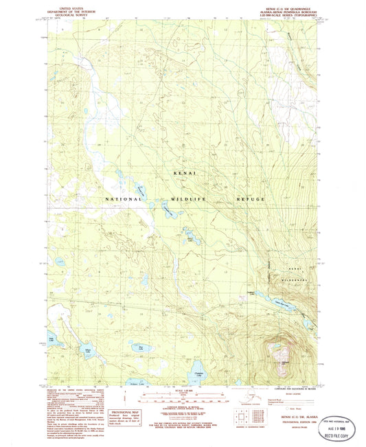 Classic USGS Kenai C-1 SW Alaska 7.5'x7.5' Topo Map Image