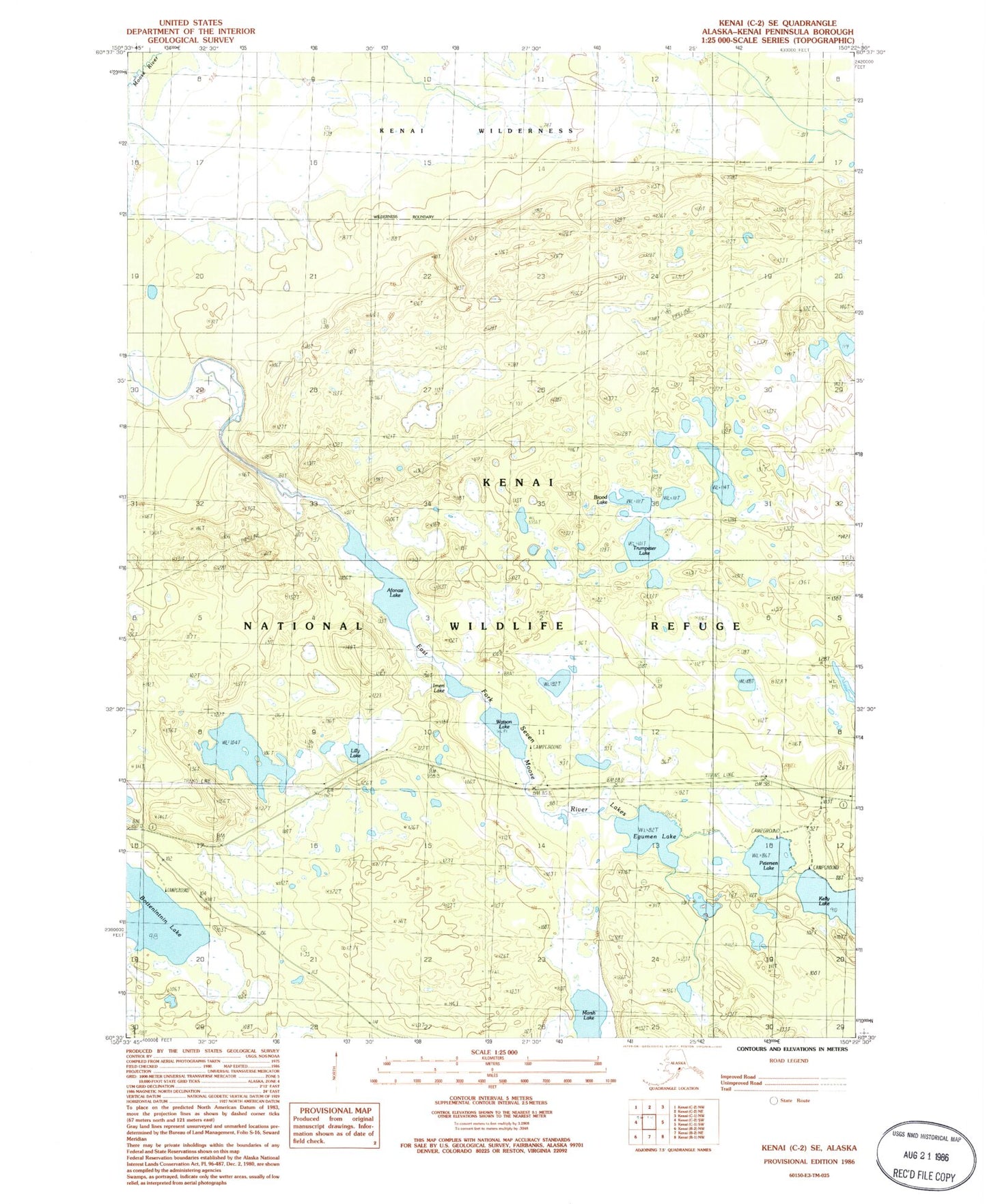 Classic USGS Kenai C-2 SE Alaska 7.5'x7.5' Topo Map Image