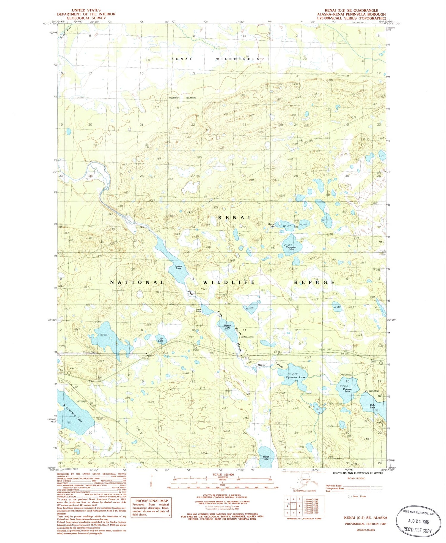 Classic USGS Kenai C-2 SE Alaska 7.5'x7.5' Topo Map Image