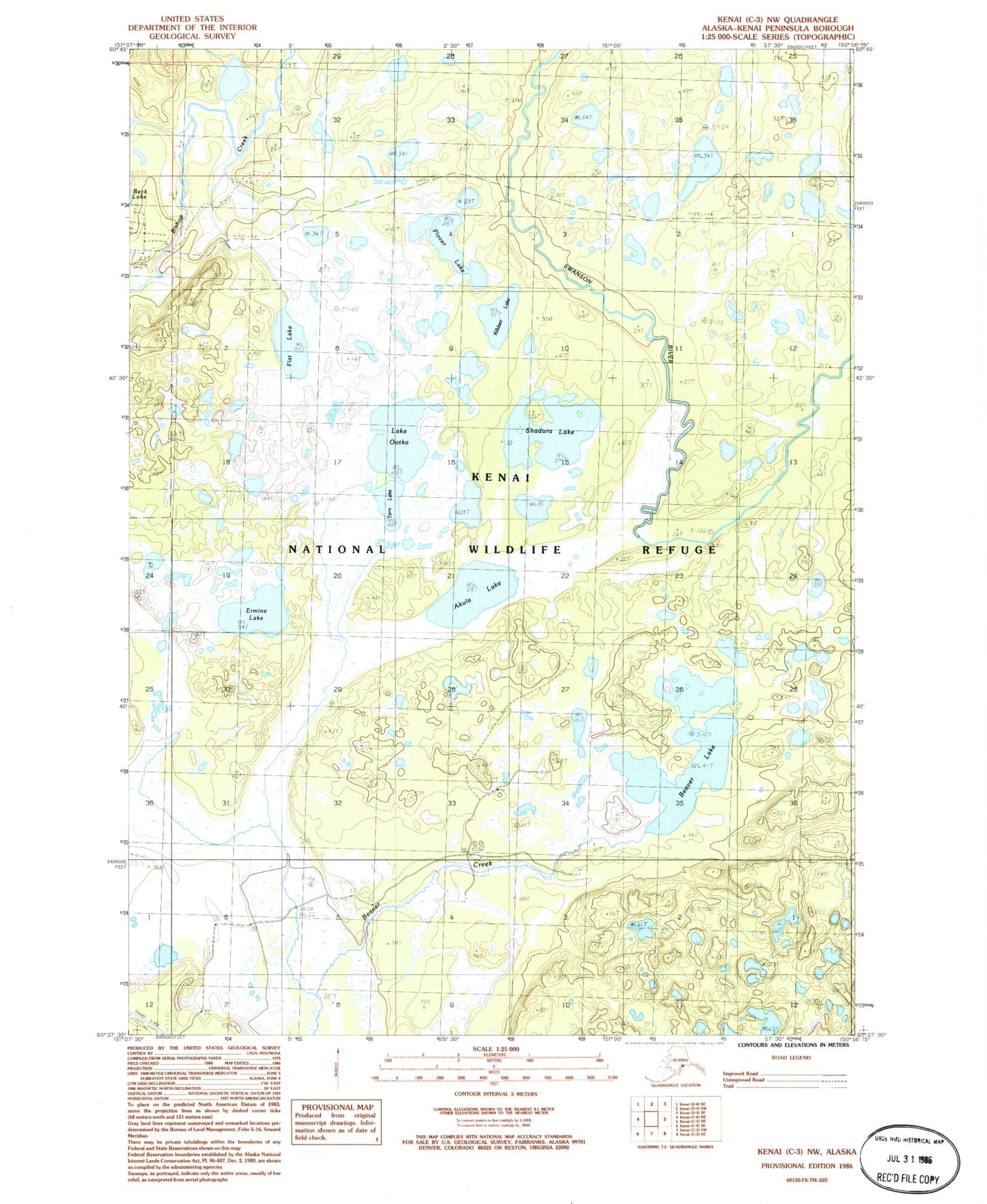 Classic USGS Kenai C-3 NW Alaska 7.5'x7.5' Topo Map Image