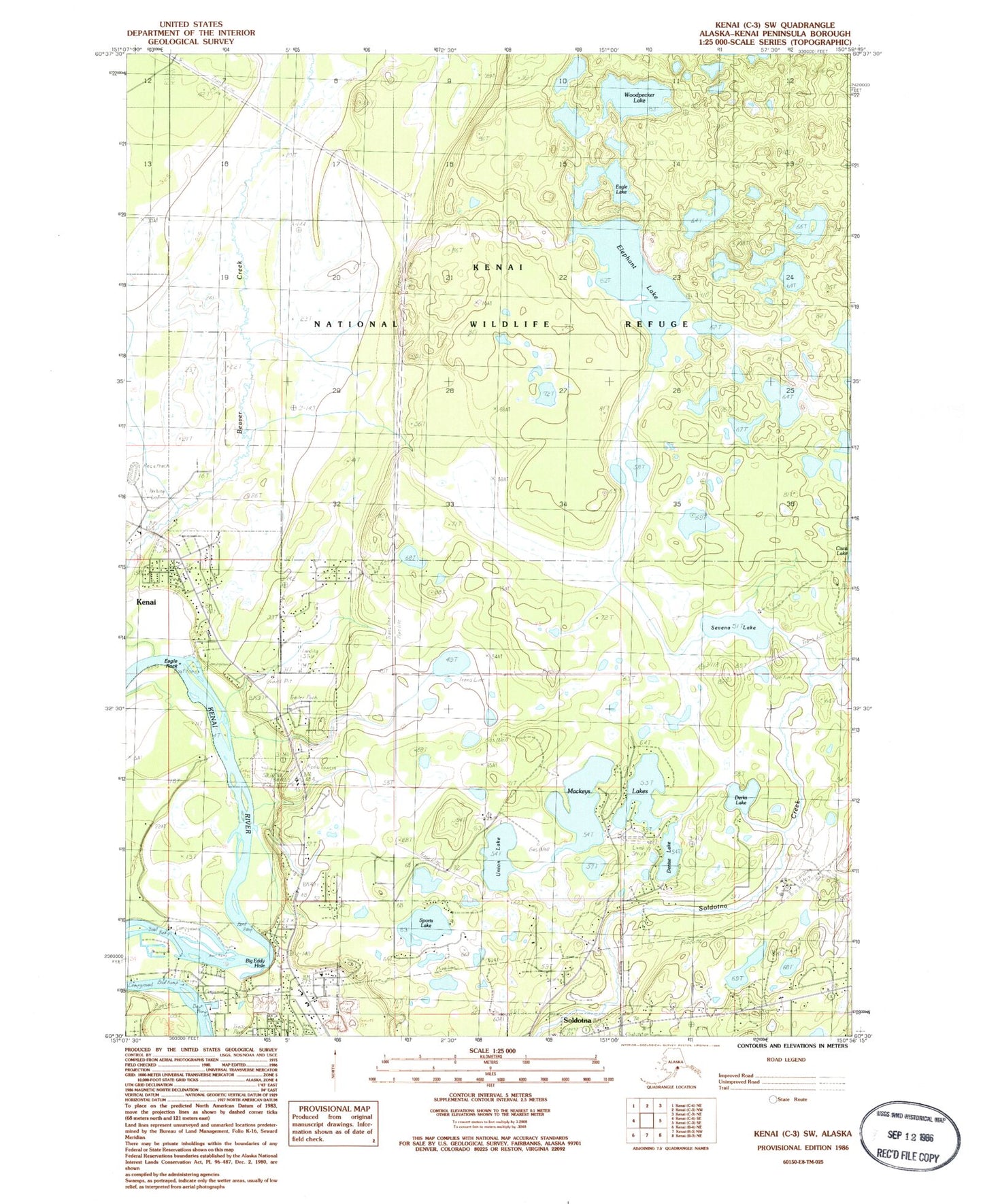 Classic USGS Kenai C-3 SW Alaska 7.5'x7.5' Topo Map Image