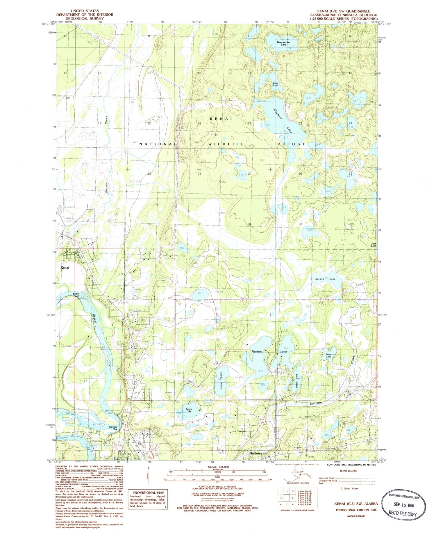 Classic USGS Kenai C-3 SW Alaska 7.5'x7.5' Topo Map Image