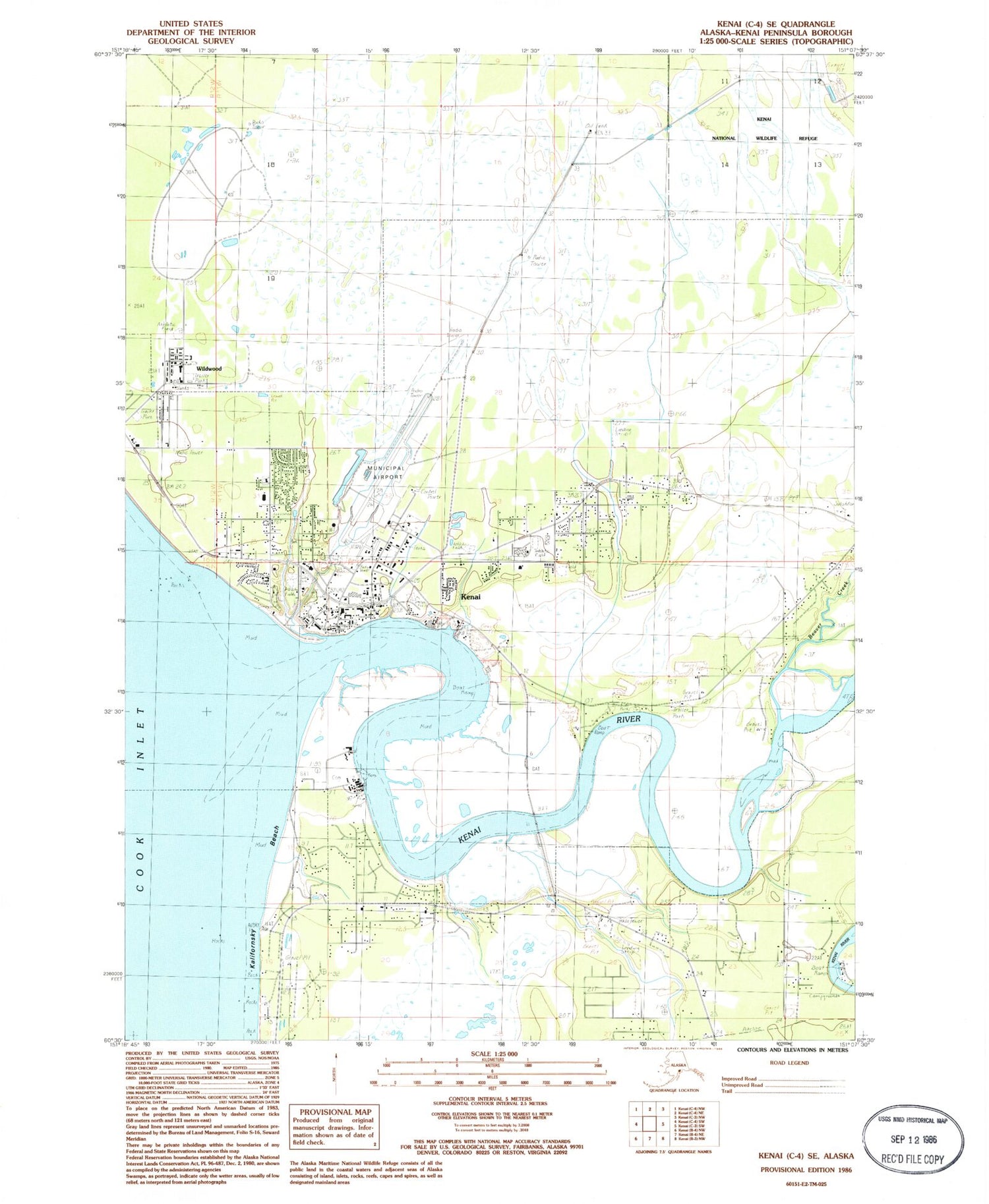 Classic USGS Kenai C-4 SE Alaska 7.5'x7.5' Topo Map Image