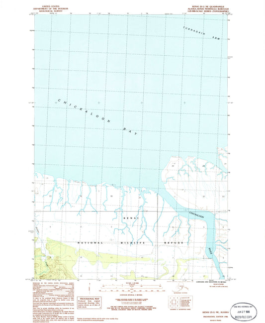 Classic USGS Kenai D-1 NE Alaska 7.5'x7.5' Topo Map Image