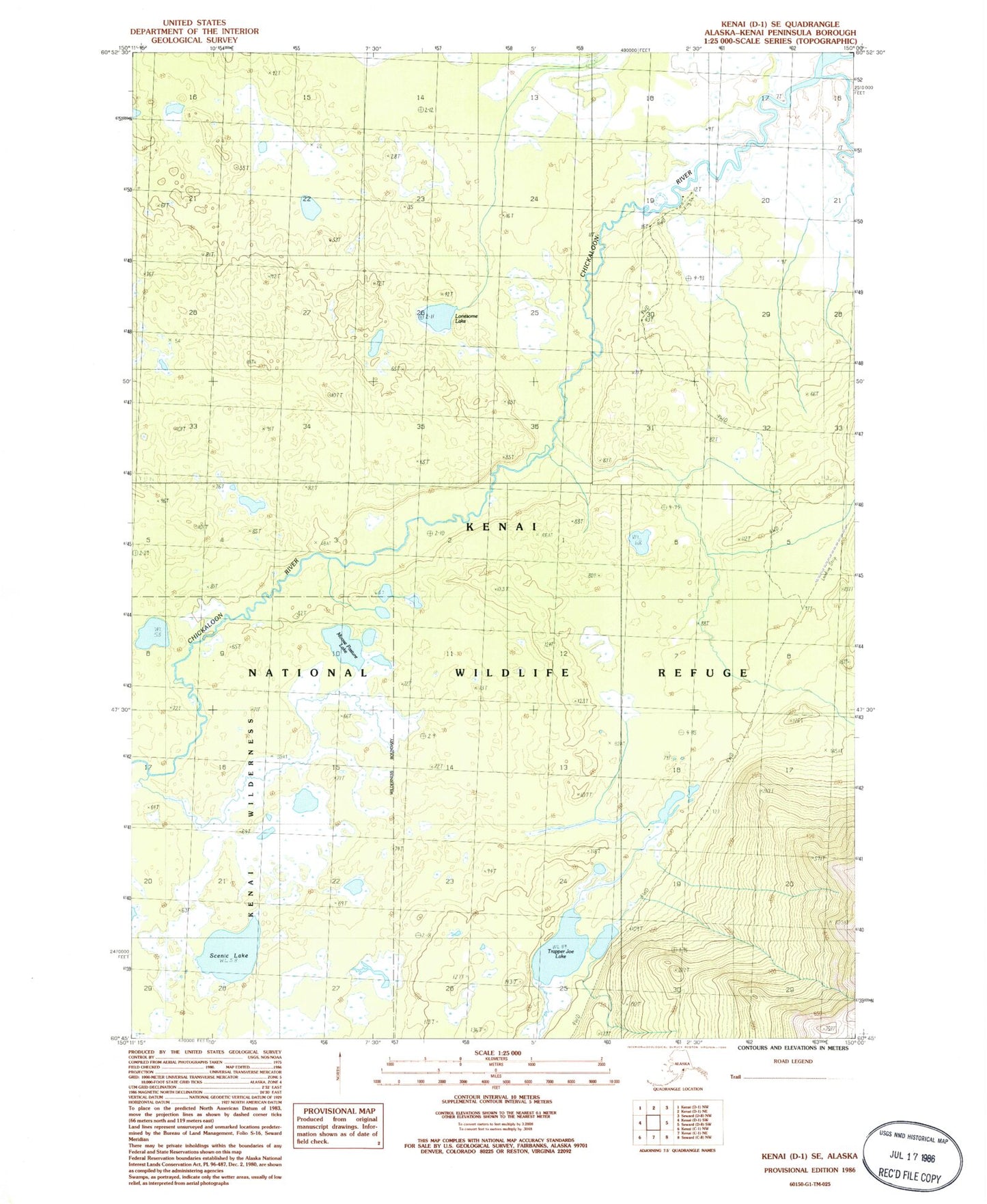 Classic USGS Kenai D-1 SE Alaska 7.5'x7.5' Topo Map Image