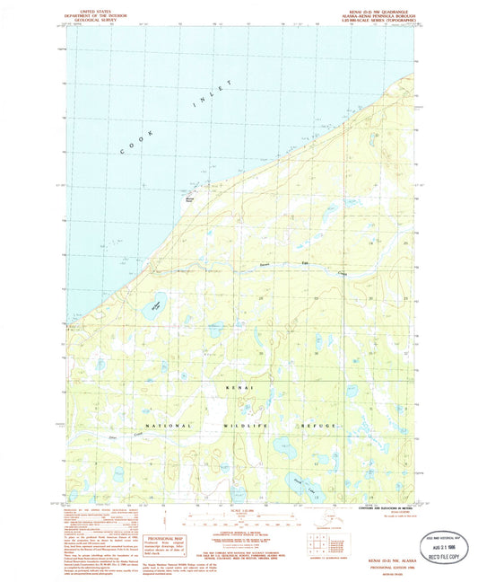 Classic USGS Kenai D-2 NW Alaska 7.5'x7.5' Topo Map Image